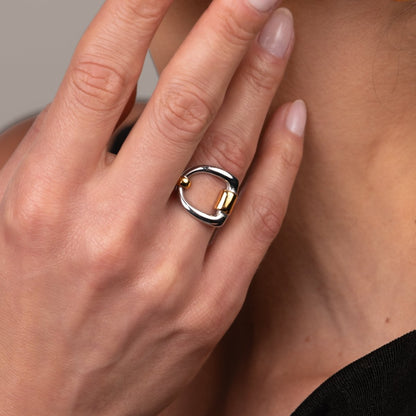 Duo Link Adjustable Ring Gold and Silver Two-Tone