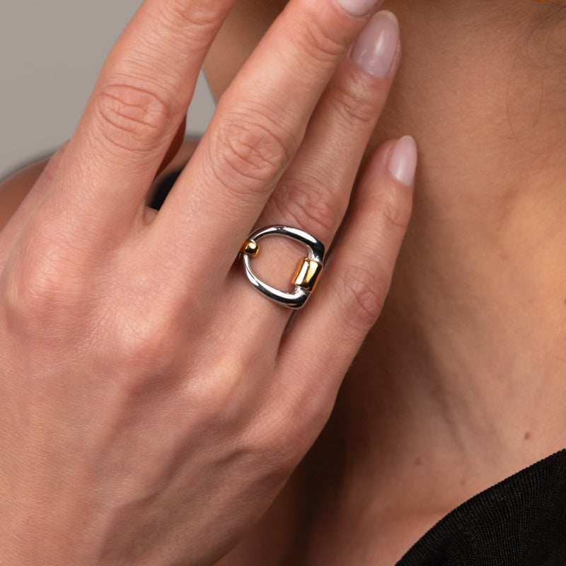 Duo Link Adjustable Ring Gold and Silver Two-Tone