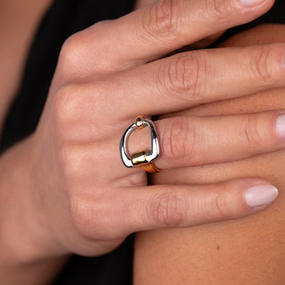 Duo Link Adjustable Ring Gold and Silver Two-Tone