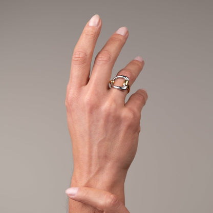 Duo Link Adjustable Ring Gold and Silver Two-Tone