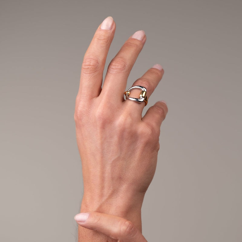 Duo Link Adjustable Ring Gold and Silver Two-Tone