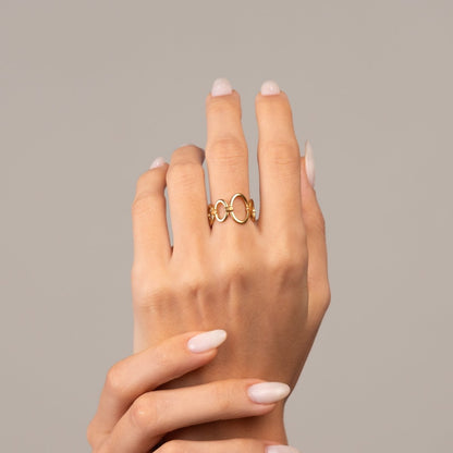 Openwork Links Adjustable Ring 18k Gold Plated