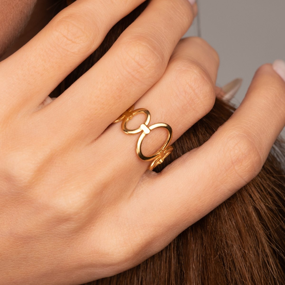 Openwork Links Adjustable Ring 18k Gold Plated