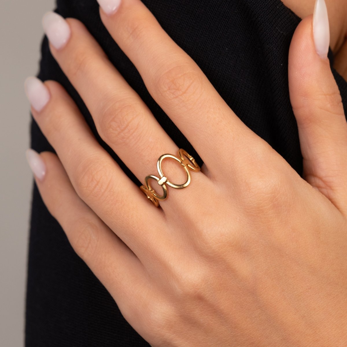 Openwork Links Adjustable Ring 18k Gold Plated