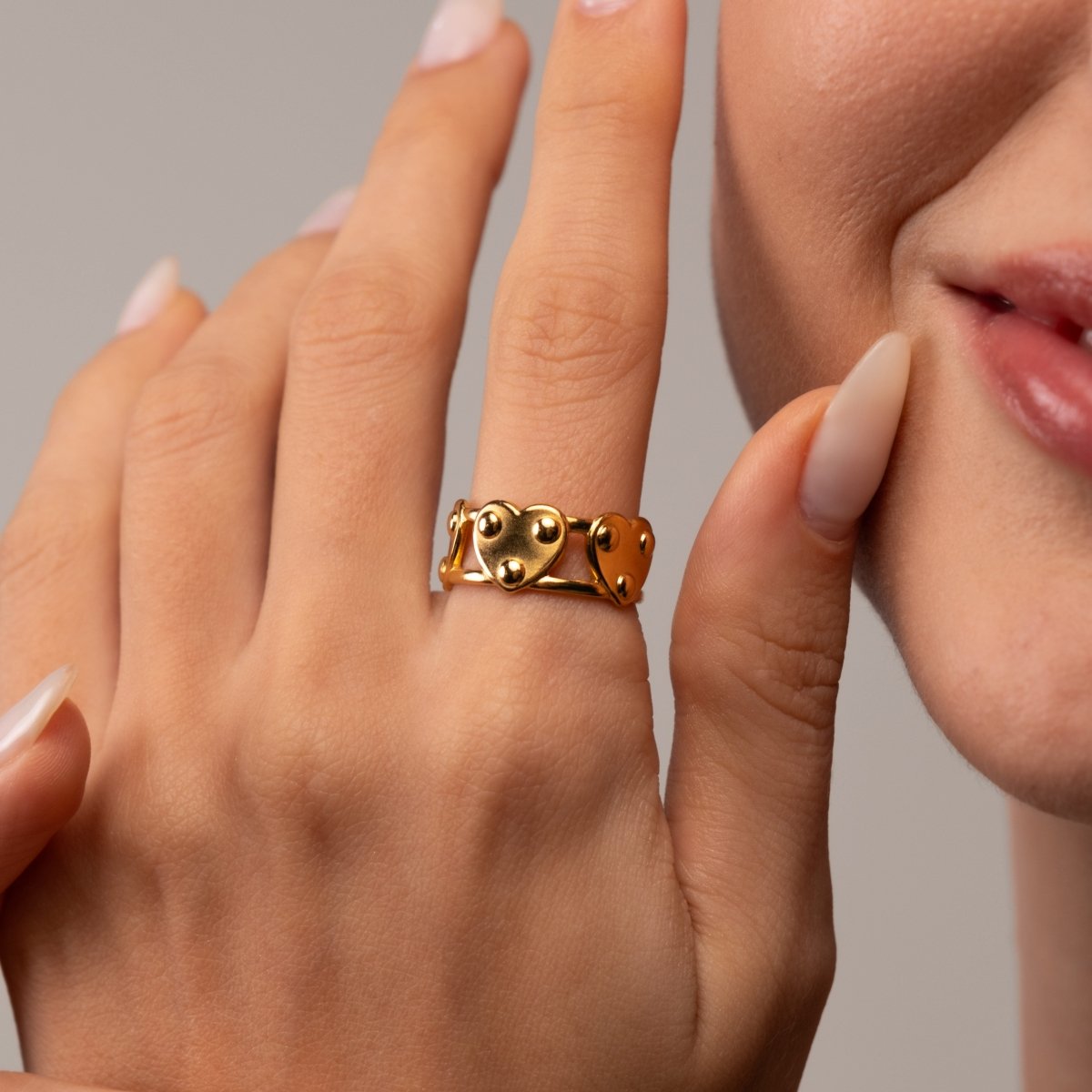 Eternal Heart Adjustable Ring - 18k Gold Plated