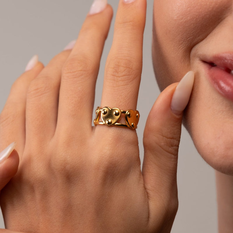 Eternal Heart Adjustable Ring - 18k Gold Plated