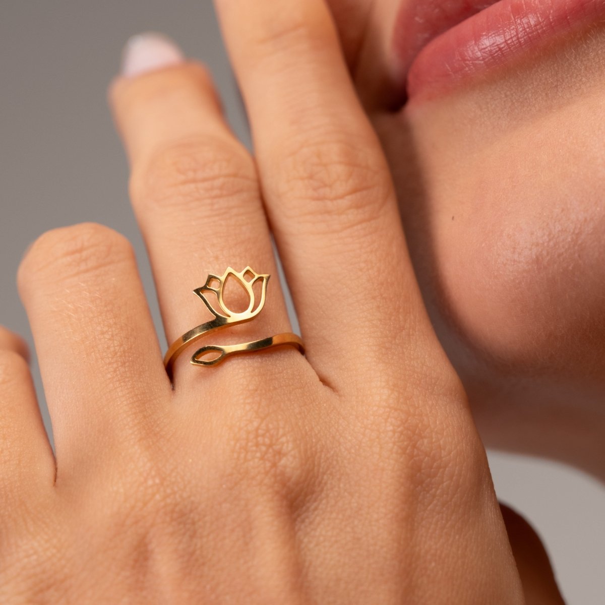 Lotus Flower Ring 18k Gold Plated