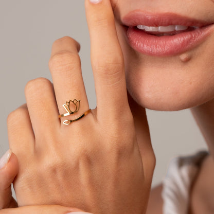 Lotus Flower Ring 18k Gold Plated