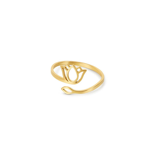 Lotus Flower Ring 18k Gold Plated