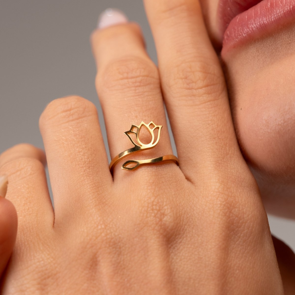 Lotus Flower Ring 18k Gold Plated