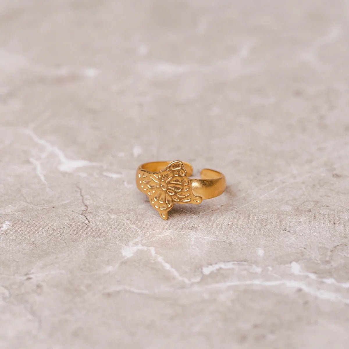 Flora Adjustable Ring 18k Gold Plated