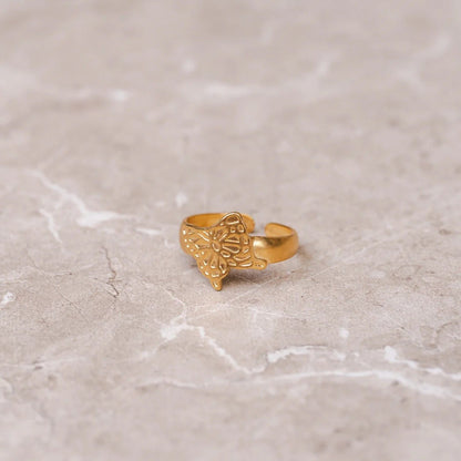 Flora Adjustable Ring 18k Gold Plated