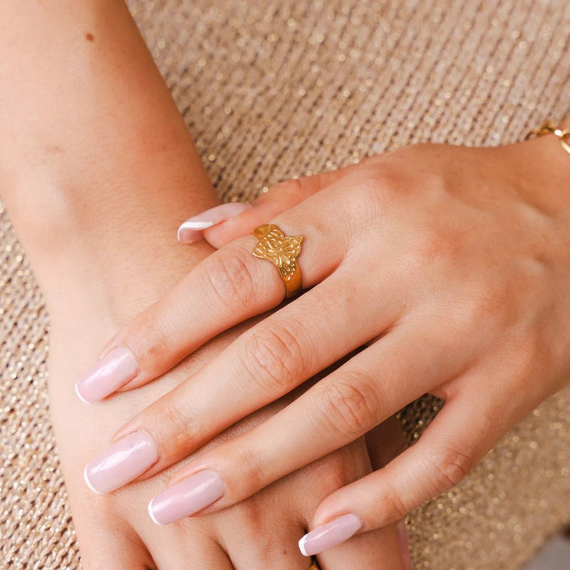 Flora Adjustable Ring 18k Gold Plated