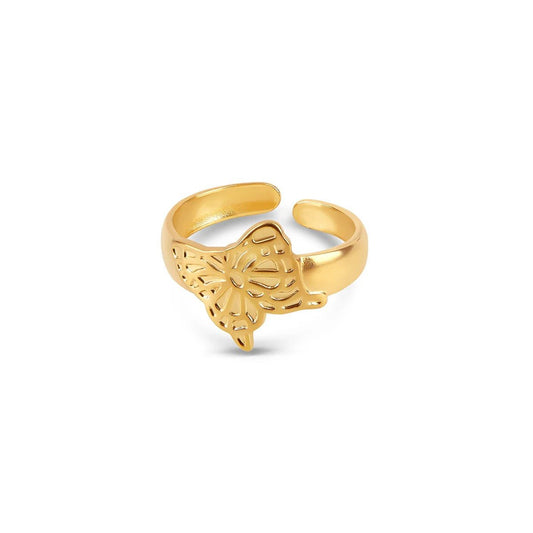 Flora Adjustable Ring 18k Gold Plated