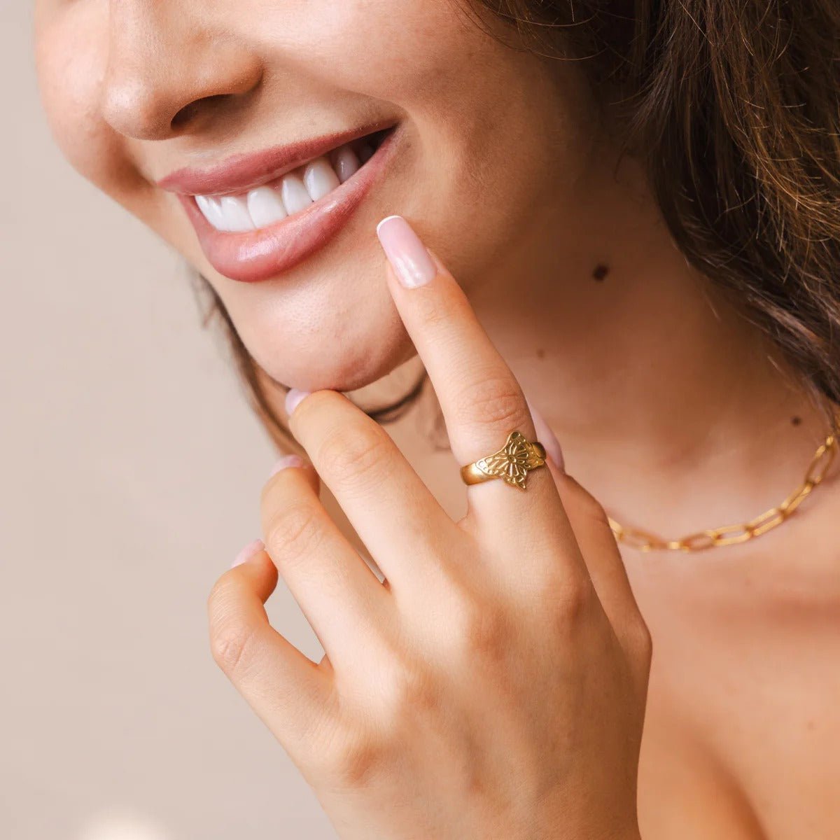 Flora Adjustable Ring 18k Gold Plated