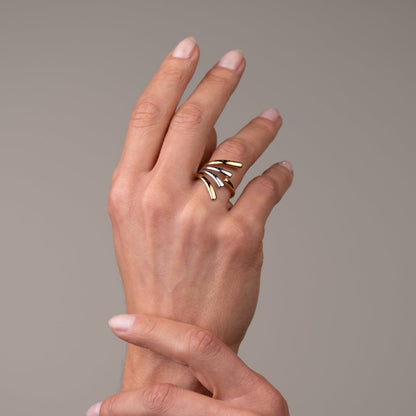 Flow Adjustable Ring Gold and Silver Two-Tone