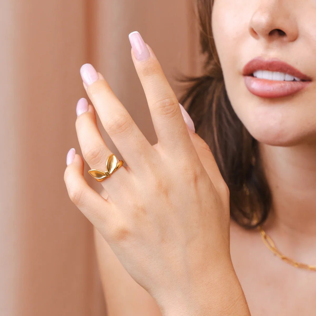 Leaves Adjustable Ring 18k Gold Plated