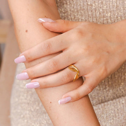 Leaves Adjustable Ring 18k Gold Plated