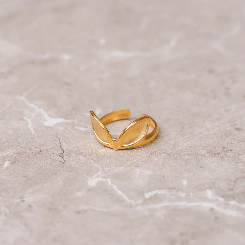 Leaves Adjustable Ring 18k Gold Plated