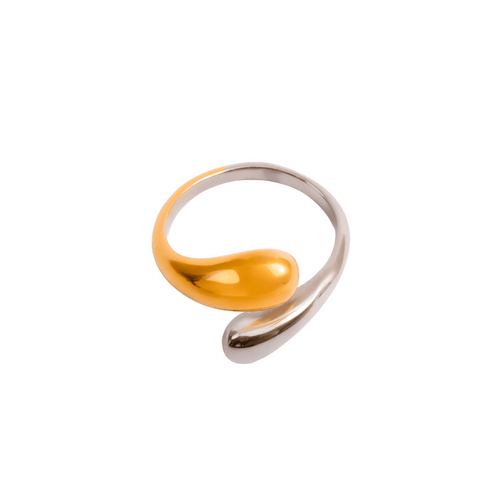 Droplet Adjustable Ring Gold and Silver Two-Tone