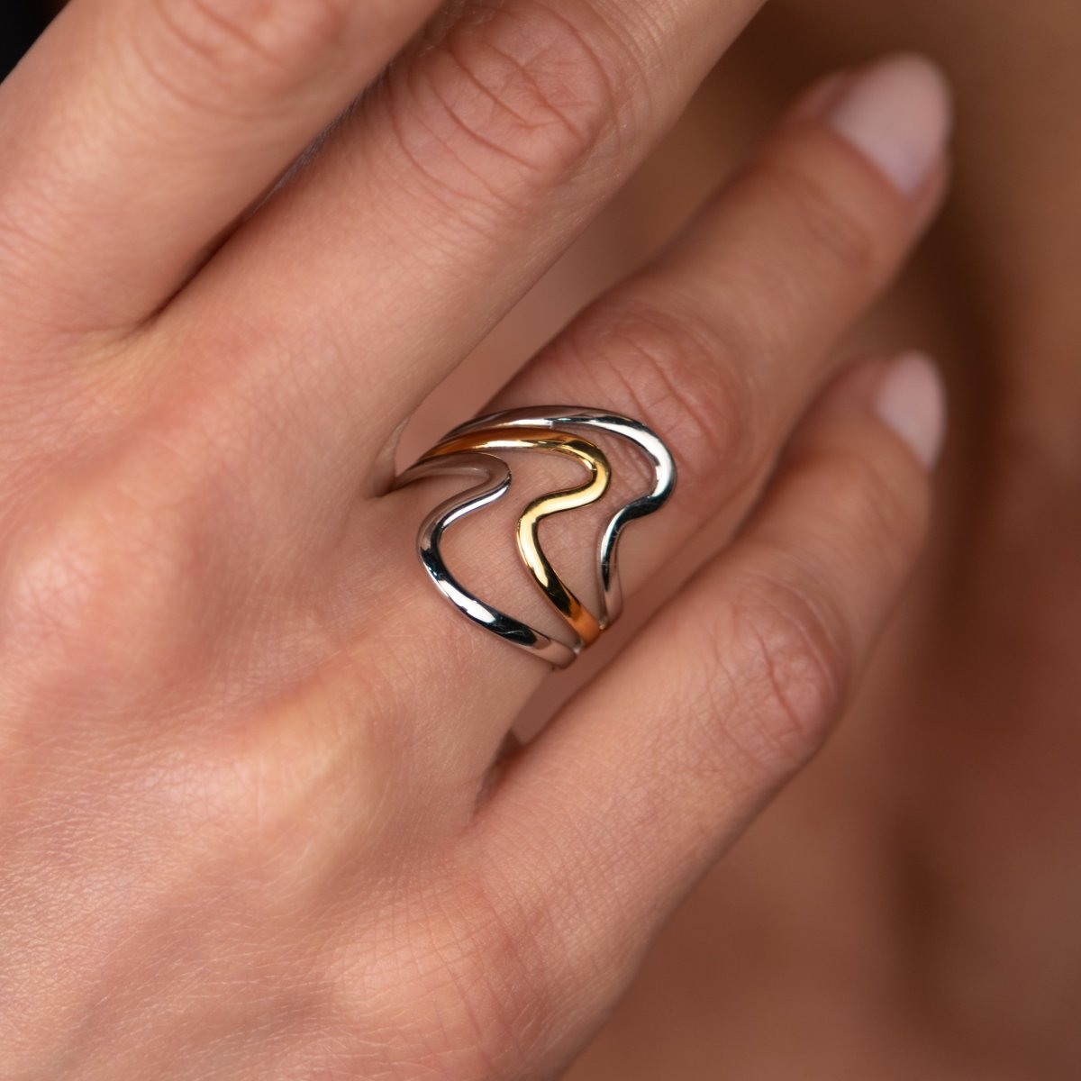 Dual Harmony Adjustable Ring Gold and Silver Two-Tone