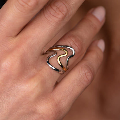 Dual Harmony Adjustable Ring Gold and Silver Two-Tone
