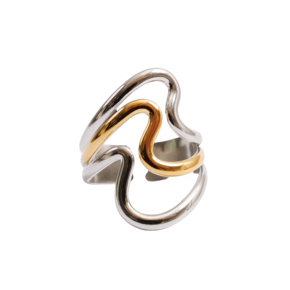 Dual Harmony Adjustable Ring Gold and Silver Two-Tone