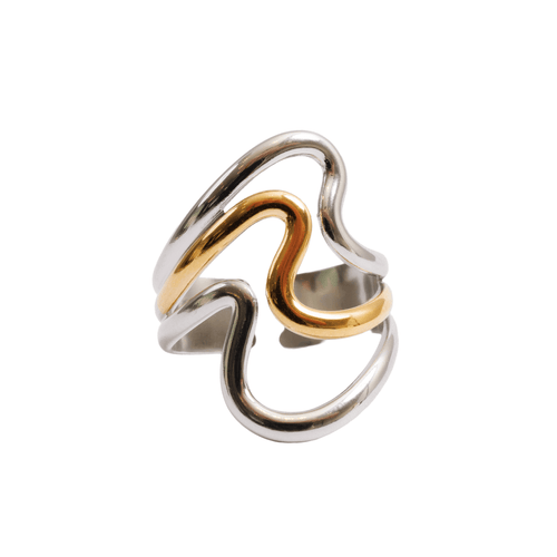 Dual Harmony Adjustable Ring Gold and Silver Two-Tone