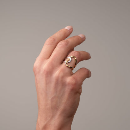 Ribbons of Light Adjustable Ring Gold and Silver Two-Tone