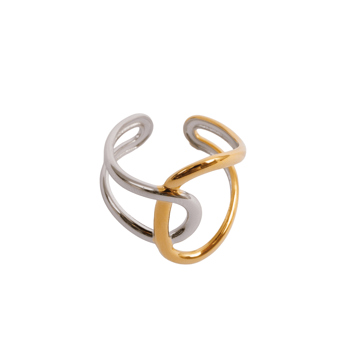 Ribbons of Light Adjustable Ring Gold and Silver Two-Tone