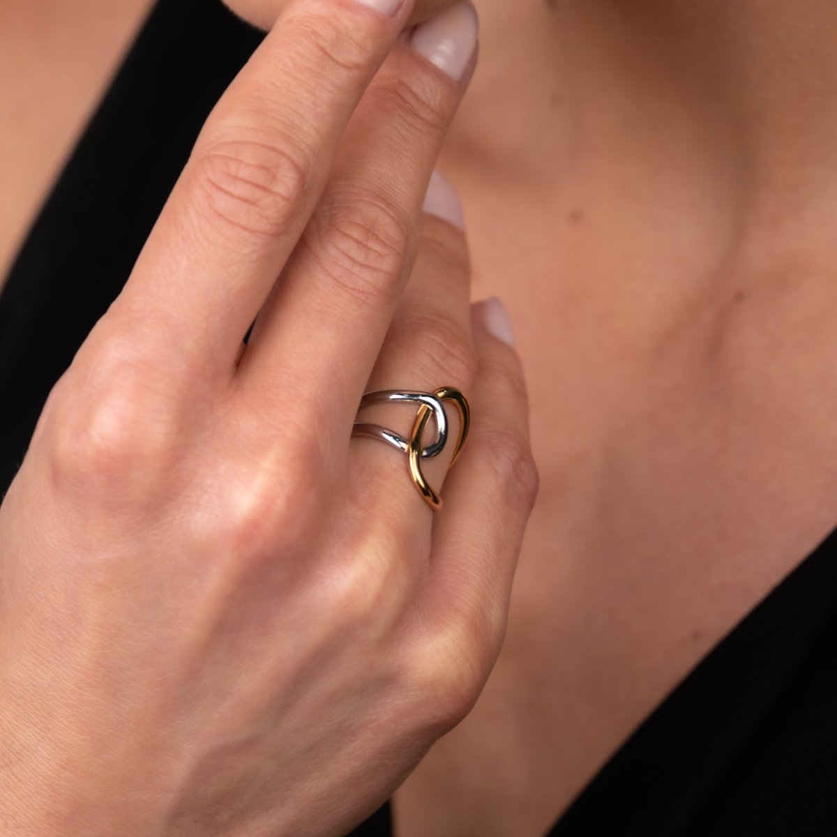 Ribbons of Light Adjustable Ring Gold and Silver Two-Tone