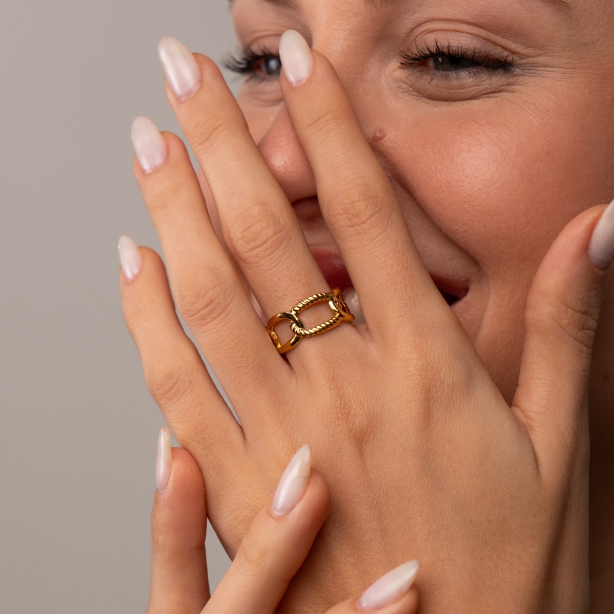 Link Adjustable Ring - 18k Gold Plated