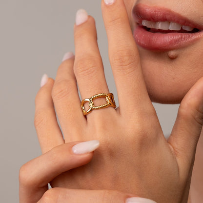 Link Adjustable Ring - 18k Gold Plated