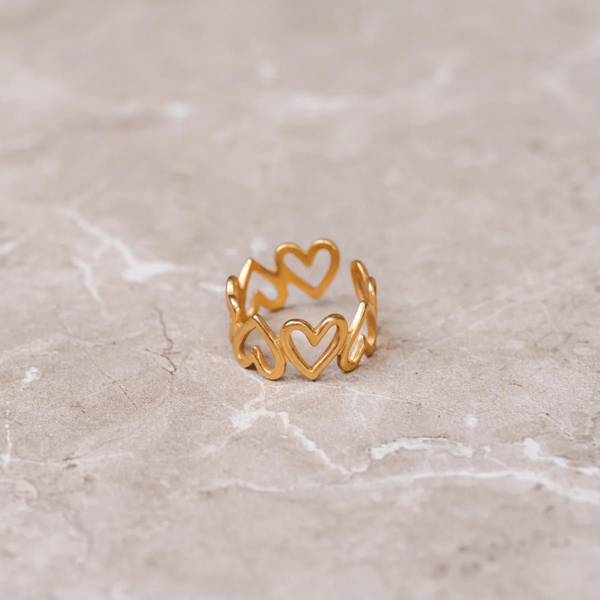 Love Openwork Adjustable Ring - 18k Gold Plated