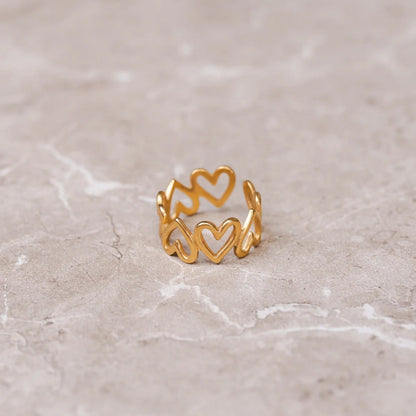 Love Openwork Adjustable Ring - 18k Gold Plated