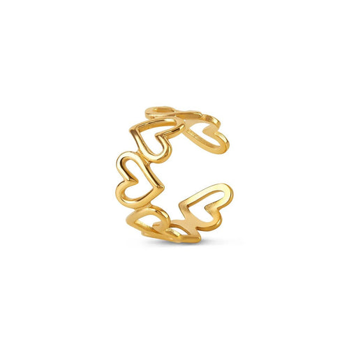 Love Openwork Adjustable Ring - 18k Gold Plated