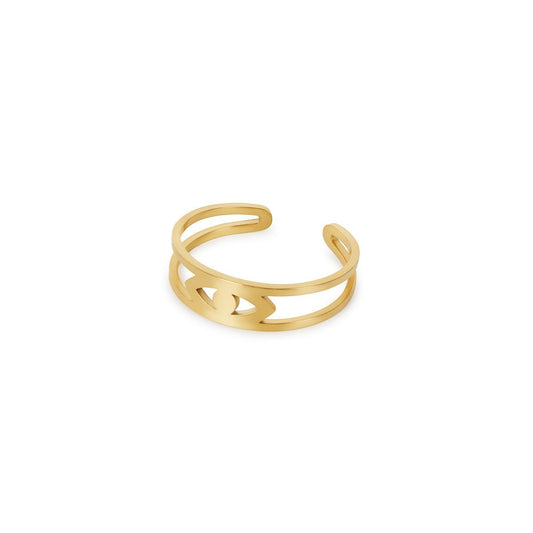 Adjustable Evil Eye Ring 18k Gold Plated