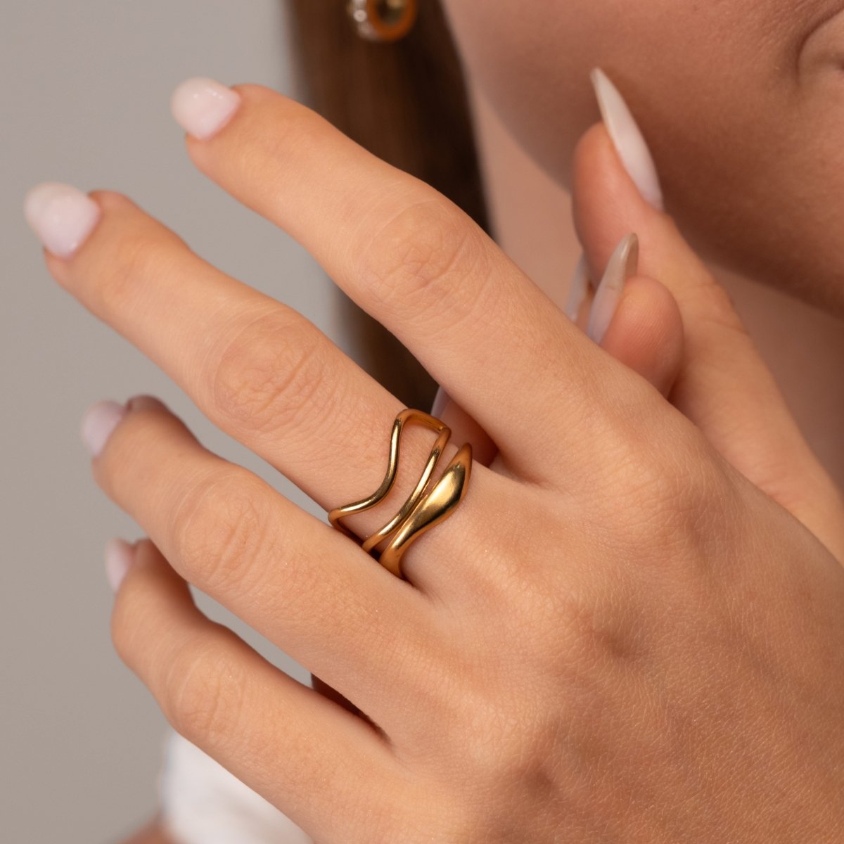 Ocean Waves Adjustable Ring 18k Gold Plated