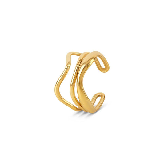 Ocean Waves Adjustable Ring 18k Gold Plated