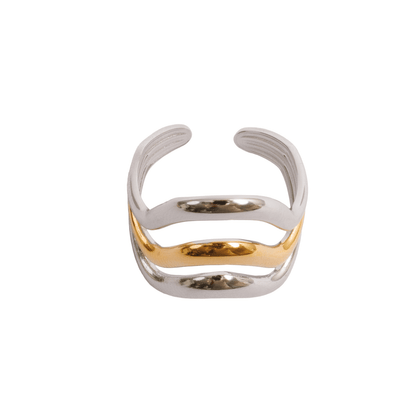 Waves Adjustable Ring Gold and Silver Two-Tone