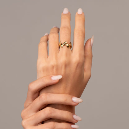 Organic Textured Adjustable Ring 18k Gold Plated