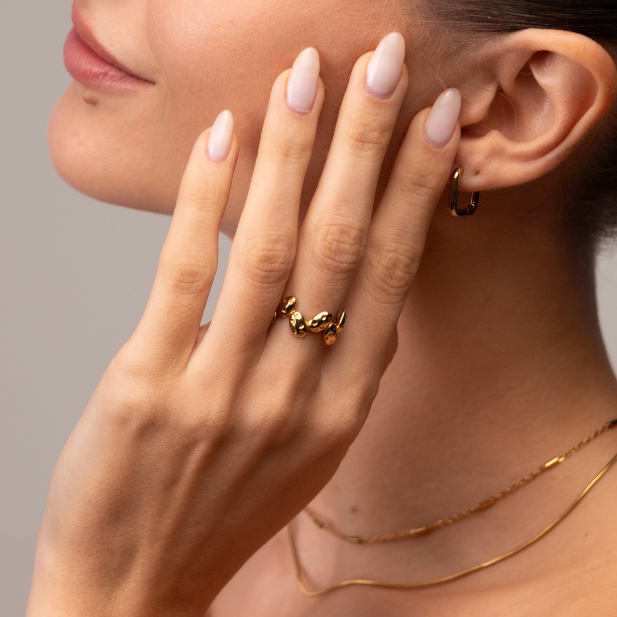 Organic Textured Adjustable Ring 18k Gold Plated