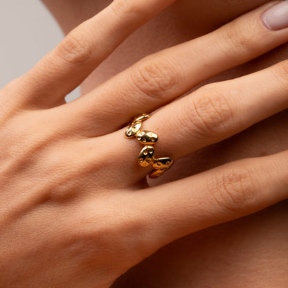 Organic Textured Adjustable Ring 18k Gold Plated