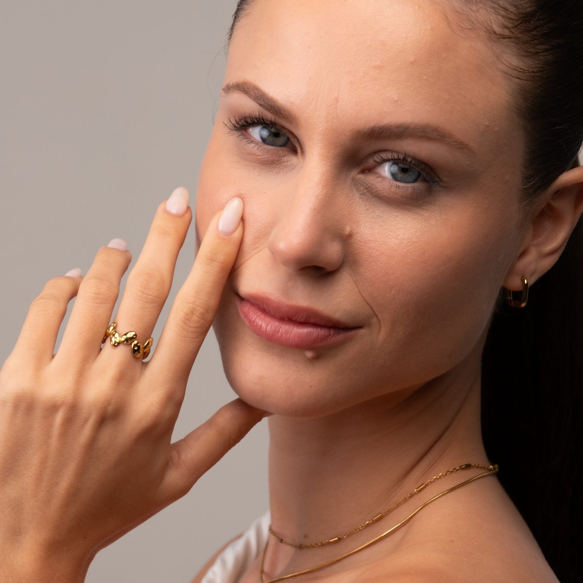 Organic Textured Adjustable Ring 18k Gold Plated