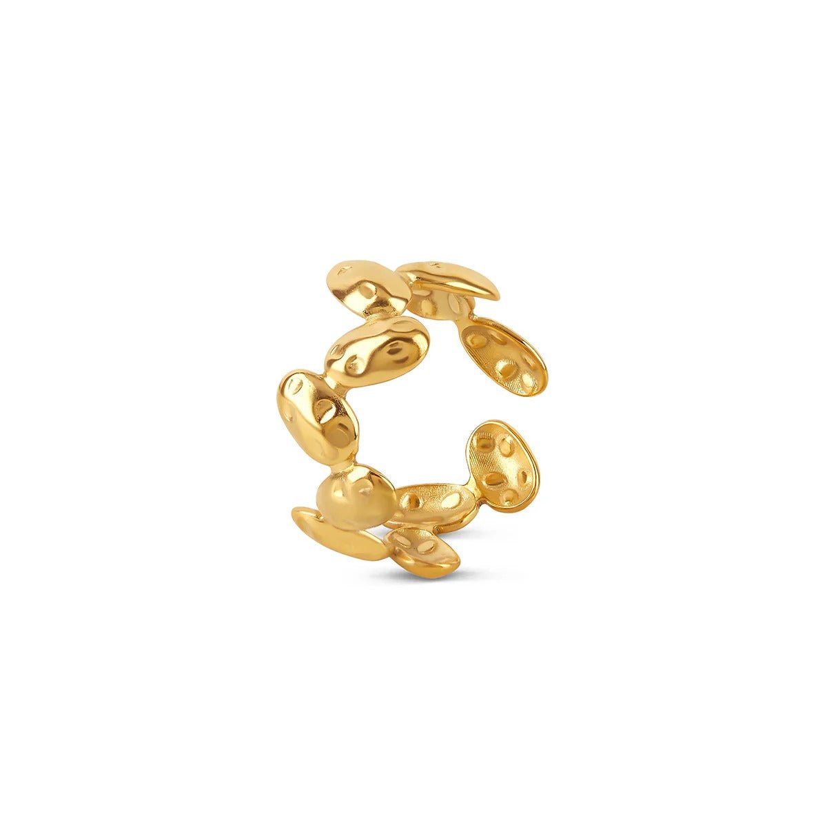 Organic Textured Adjustable Ring 18k Gold Plated