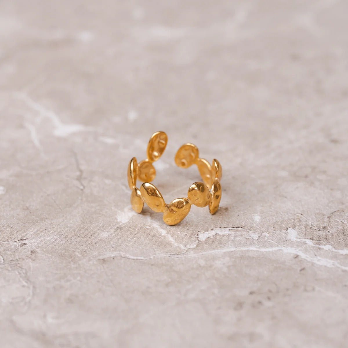 Organic Textured Adjustable Ring 18k Gold Plated
