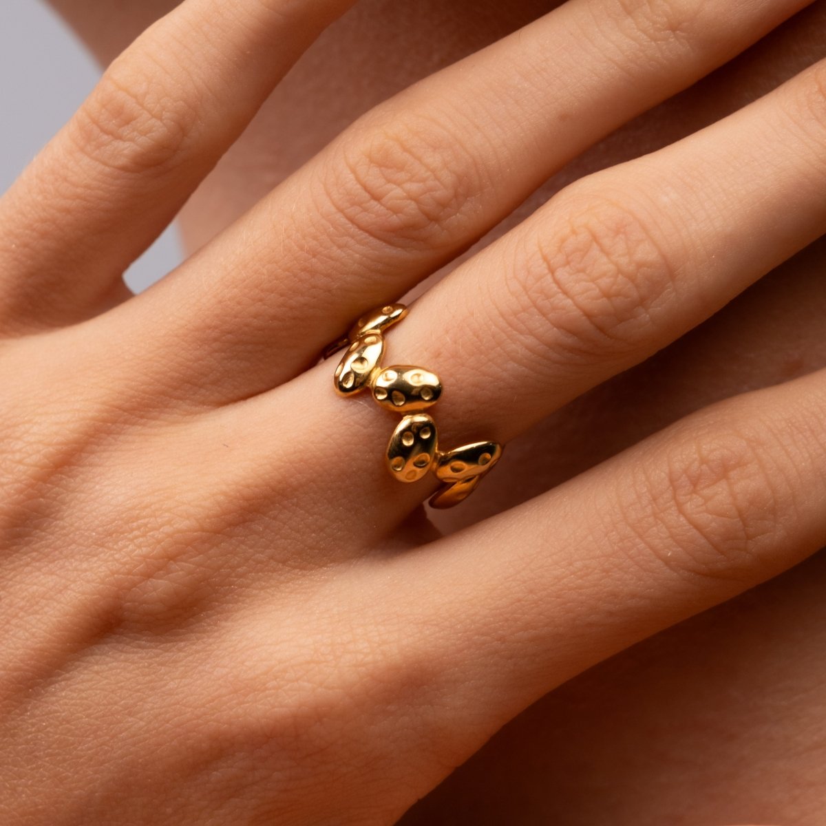 Organic Textured Adjustable Ring 18k Gold Plated