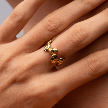 Organic Textured Adjustable Ring 18k Gold Plated