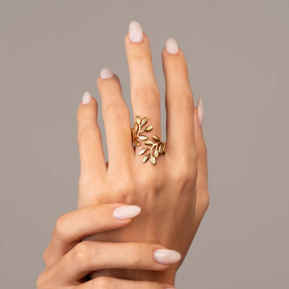 Branches Adjustable Ring 18k Gold Plated