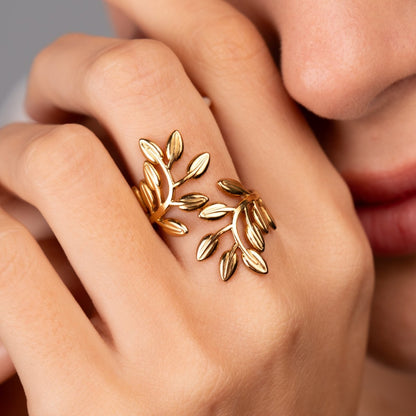 Branches Adjustable Ring 18k Gold Plated